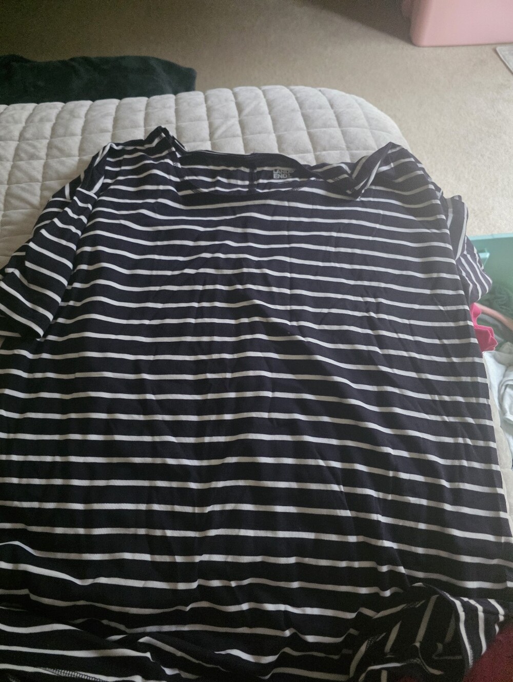 Lands' End Navy and White Striped Women's Top